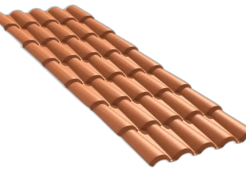 Telha colonial de PVC na cor cerâmica